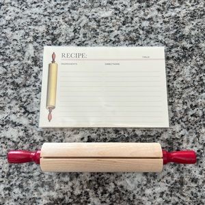 NWT Rolling Pin Recipe Card Holder and Recipe Cards
